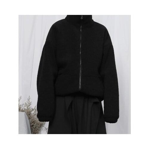 Mens Yamamoto dark wind jacket Japanese autumn and winter lamb wool jacket mens casual loose jacket