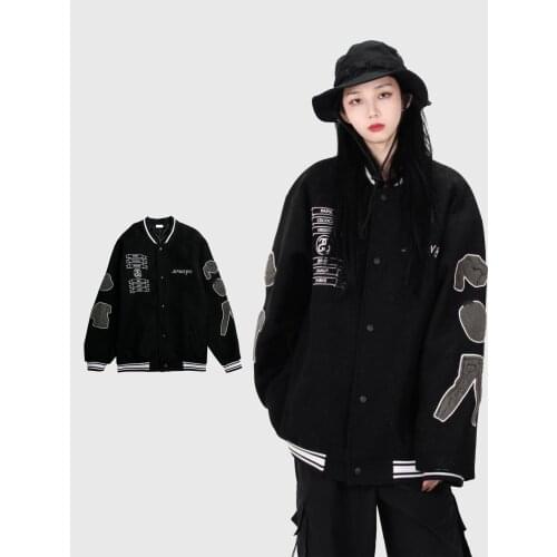 New Spring Embroidered Baseball Harajuku Jacket Popular Logo Joint Loose Casual All-match Coats And Jackets Women Clothes Femme