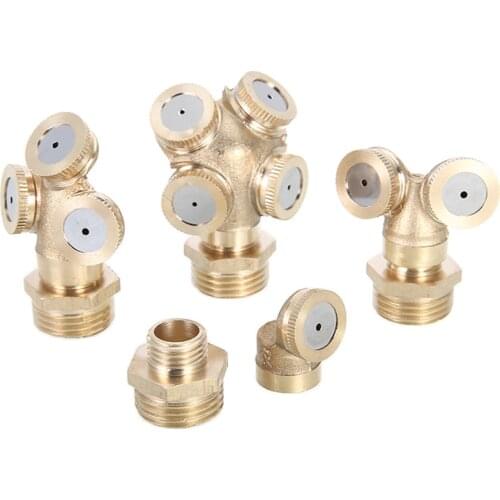 Brass Hose Connector Sprinklers Heads 1/2/3/4 Hole Misting Nozzles for Garden Farm Irrigation Water Sprinkler