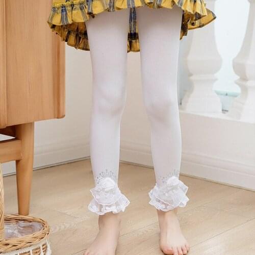 Summer autumn girls leggings cute fashion princess lace velvet children trousers stretch kids pants