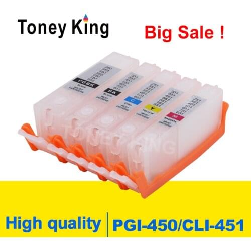 Toney King Refillable Ink Cartridge For Canon PGI-450 CLI-451 PIXMA MG5440 MG5540 MG5640 MG6340 MG6440 MG6640 MG7140 Printer