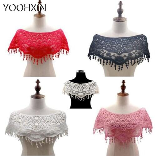 Fashion mesh embroidery flower lace collar Fabric Sewing Applique DIY guipure ribbon trim neckline dress cloth wedding decor