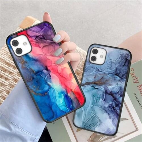 Fashion Shell Watercolor Pattern Case For iPhone 12 11 Pro Max Mini X XR XS 7 8 Plus SE 2020 Soft TPU Bumper Back Cover