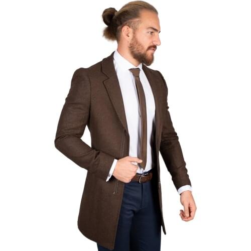 DeepSEA Coffee Men 'S Luxury Sports Stamp Coat Front Zipper Winter Tight-Fitting Mould Hot Casual Autumn Winter Italian Style Long Coat 2002185