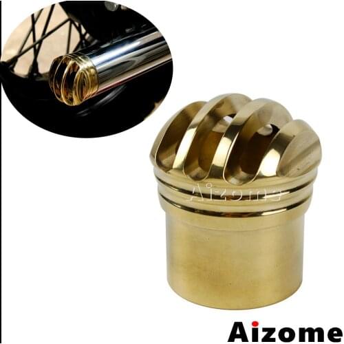 Motorcycle 1-3/4" Exhaust Pipe Tip For Harley Triumph XS650 Bobber Cafe Racer Chopper Brass Exhaust Muffler Tip Grilled Tips