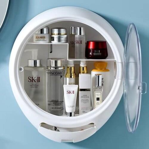 NEW Bathroom Wall-mounted Makeup Holder Round Cosmetic Storage Box Jewelry Organizer for Women Skin Care Beauty Rack