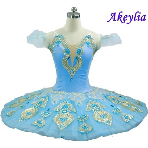 Sky Blue Professional Tutu Women Classical Professional Ballet Tutus Pancake Coppelia Swan Lake Ballet Costume dress for girls