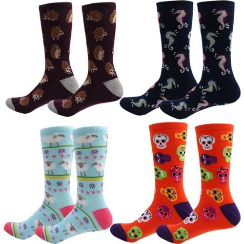 Fashion Cotton Women Socks Cartoon Funny Cat Unicorn Milk Skull Hippocampus Colorful Cute Soft Novelty Pink Girl Gift