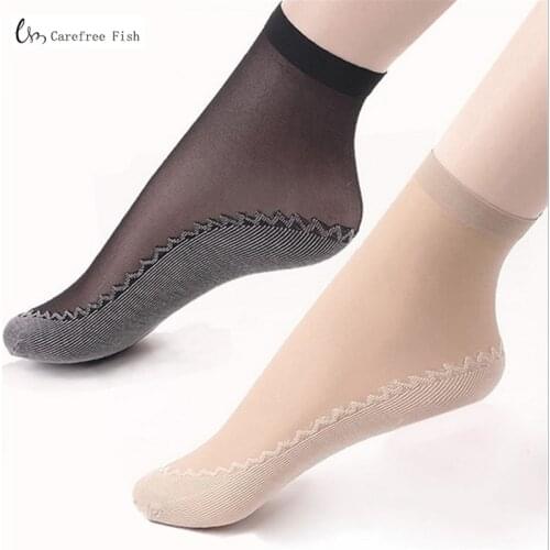 5Pairs Summer Thin Short Socks Women Female Girls Ankle Socks Bottom Thick Socks Wear-Resistant Moisture Wicking Slip-Resistant