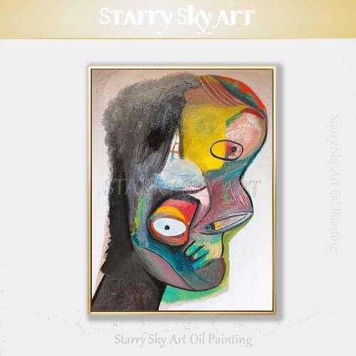 Excellent Artist Reproduction Abstract Portrait Oil Painting on Canvas Hand-painted Famous Abstract Figure Man Head Oil Painting
