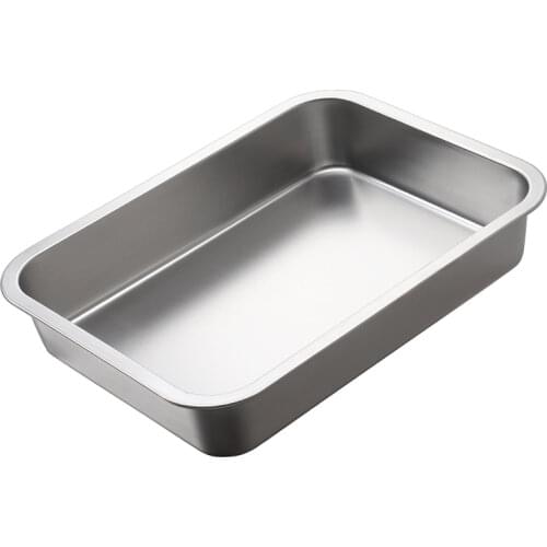 304 Stainless Steel Flat Bottom rectangle Square Basin with Covered Dish Buffet Plate food Basin Grilled Plate bbq storage tray
