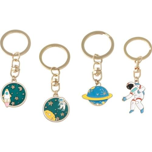 Romantic Universe Gifts I Can Fly Necklaces UFO Space Craft Astronaut Rocket Planet Spaceman Stars Hard Enamel KeyRing Key Chain