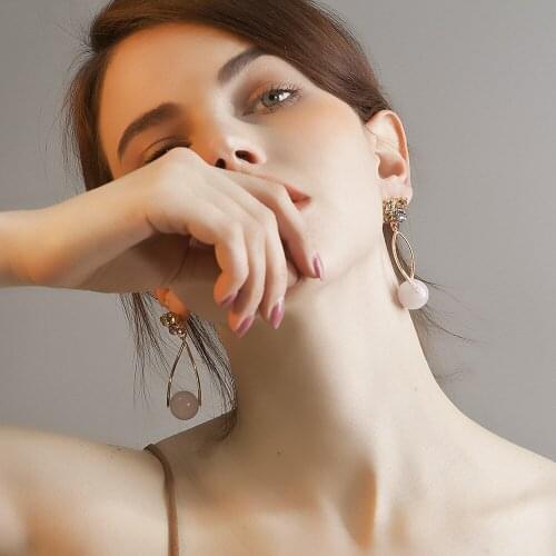 Luxury Crystal Circle Pendant Earrings Fashion Acrylic Beads High Quality Jewelry for Women Wedding Accessories