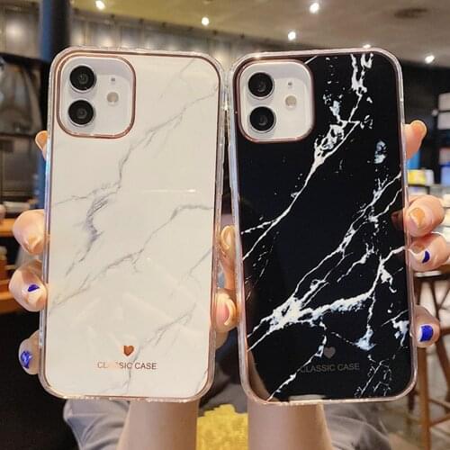 Luxury Marble Phone Case For iPhone 11 12 Pro Max XR X XS Max 7 8 Plus SE 2020 12 mini Case Watercolor Plating Soft Cover Coque