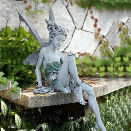 Horticultural Ornament Resin Handicraft Flower Fairy Statue Pond Fountain Lawn Art Decoration Figure Statue