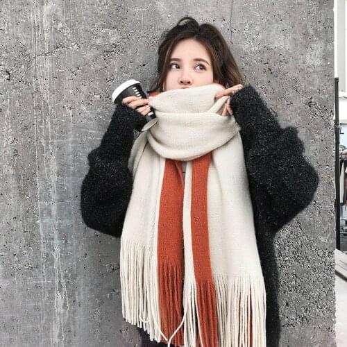 Scarves Women 2020 Knitted Winter Cashmere Scarf Women Luxury Scarfs Ladies Tassel Bandana Women Shawl and Wraps Pashmina