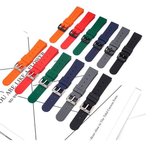 20mm 22mm Silicone Watch Strap Men Sport Diving Waterproof Quick Release Rubber Wrist Band Bracelet for Omega for Seiko SRP777J1