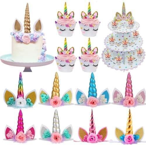 Joy-Enlife Unicorn Cake Topper Birthday Cake Wing Decor Birthday Party Decoration Kids Cupcake Wrappers Cake Topper Baby Shower
