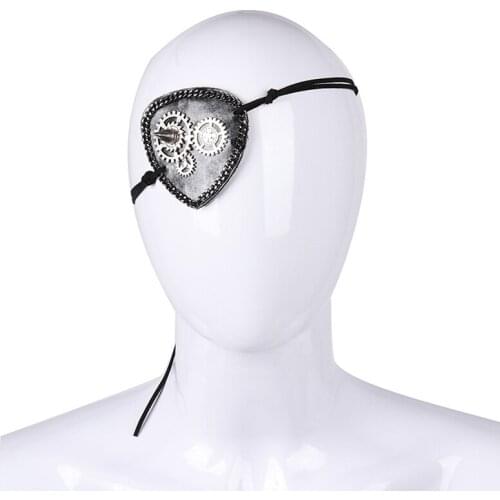 Unisex Vintage Steampunk Studded Eye Patch Carnival Rivet Clock Gearwheel Eye Mask Halloween Cosplay Pirate Costume Accessory