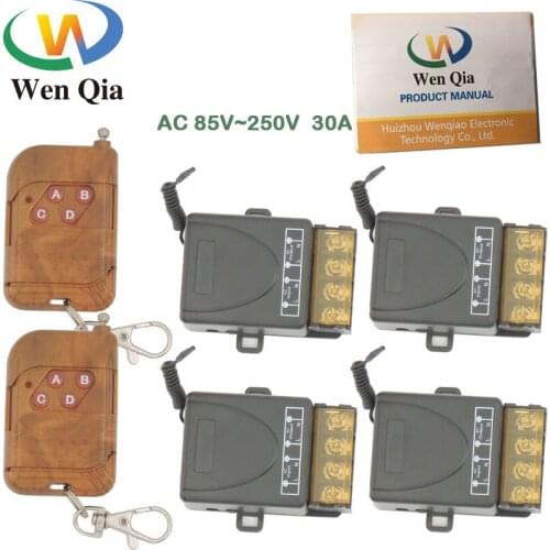 High Power 433MHz Universal Wireless Remote Control AC 110V 220V 30amp 6600W 1CH 4 gangs rf Relay and Transmitter for Pump \ LED