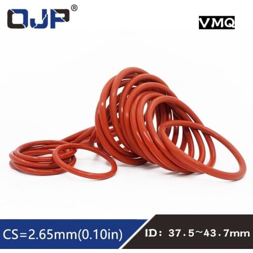 5PCS/lot Red Silicon Rings Silicone O ring Sealing 2.65mm Thickness ID37.5/40/41.2/42.5/43.7mm Rubber O-Ring Seal Gasket Rings