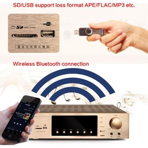 800W 5.1 Power Amplifier HiFi High-power Home Theater Bluetooth Optical Fiber Coaxial HDMI Amplifier Bluetooth Lossless Decoding
