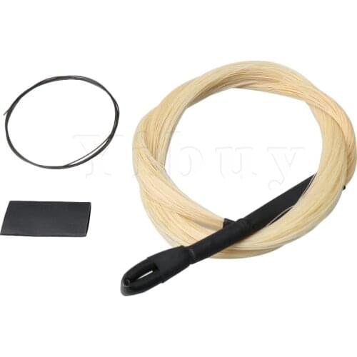 Yibuy 80cm Length White Horse Hair Erhu Bow String Hair fit for Any Size Bow