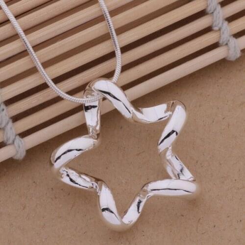 925 Sterling SilverNecklace fashion jewelry pendant Three-dimensional five-star Factory wholesales high quality gifts