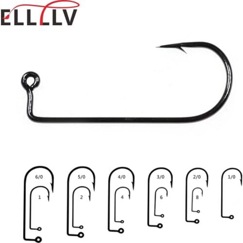 100pcs #8~#6/0 High Carbon Steel 90 Degree Aberdeen Jig Hook Bent Saltwater Long Shank Soft Worm Hooks