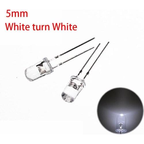 100pcs White LED 5MM White light-emitting diode White turn White