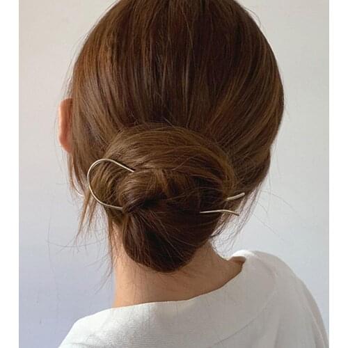 2020 New Japan Trendy Golden Silver Color Rose Gold U Hairpins Accessories For Women Fork Shape Headwear Geometric Metal G6W7