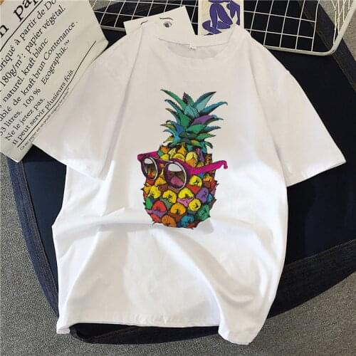 2020 Summer Women T-shirt Lovely pineapple hea Printed Tshirts Casual Tops Tee Harajuku 90s Vintage White tshirt Female Clothing