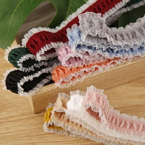 5 yards Polyester Lace Pleated Gauze Organza Stain Ribbons Bow DIY Clothing Hat Accessories Gift Box Bouquet Packaging Ribbon