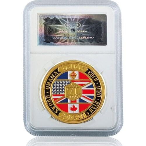 6.6.1944 D-Day 70th Anniversairy Gold Coin Normandie Victory For Collect W/ Acrylic Case