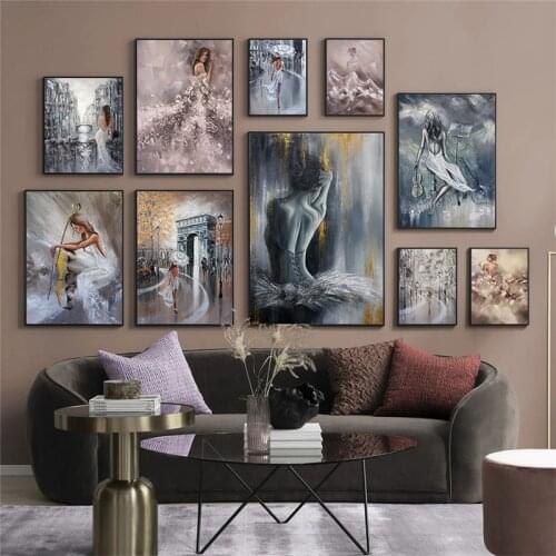 Abstract Hand Drawn Picture Home Decor Wall Art Canvas Painting Watercolor Scenery Figure Posters and Prints Living Room Design