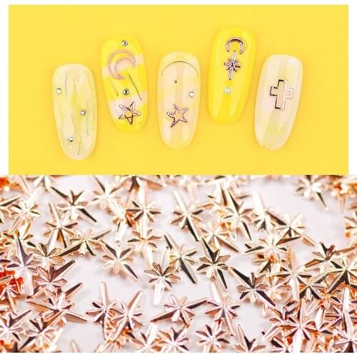 Nail Accessories Rose Gold Rivet Nail Studs The Shpae Of Heart star Metal Rivet DIY Manicure For Nail Art Decorations 1000Pcs