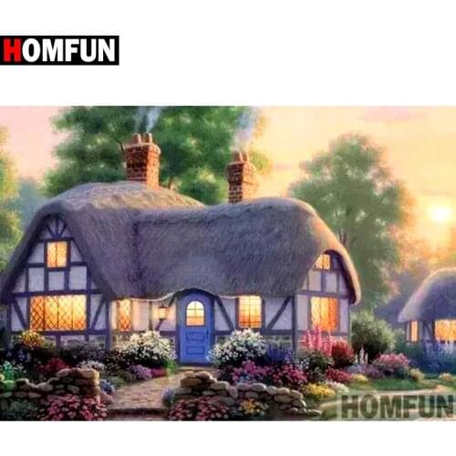 HOMFUN Full Square/Round Drill 5D DIY Diamond Painting "House landscape" Embroidery Cross Stitch 3D Home Decor Gift A11507