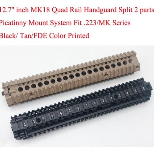 Aplus 12.7'' inch Hot Sale Split Type Picatinny Rail Aluminum Handguard Mount System For .223/5.56 MK18 Series_Black/Tan(FDE)