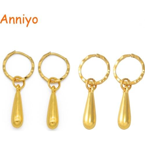 Anniyo (1 Pair) Small Kiribati Earrings With Spring Ring for Women Girls Kids Gold Color Stainless Steel Jewelry Gifts #158506