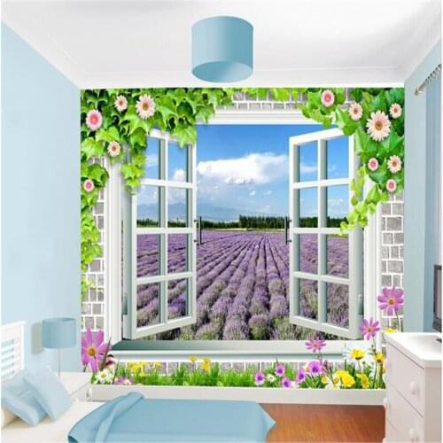 Beibehang 3d stereoscopic lavender murals Chinese TV backdrop brick wallpaper living room bedroom murals papel de parede