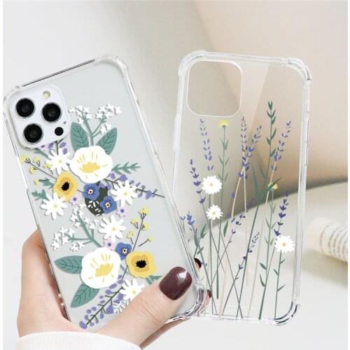 Flower Hard PC Airbag Case For Samsung Galaxy S9 S10 S20 FE S21 Plus A10 A11 A12 A20E A31 A32 A40 A42 A50 A51 A52 A70 A71 Cover