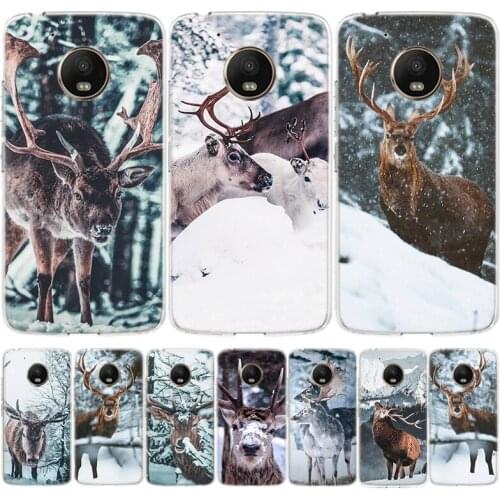 Snow scene of animal elk Phone Case For Moto Motorola G7 G8 G9 Power E6 G6 G5S E5 G5 E4 G4 EU Plus Play One Action Cover