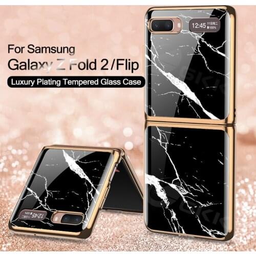 GKK Tempered Glass Case For Samsung Galaxy Z Flip Fold 2 Case Luxury Plating Hard Protective Cover For Samsung Z Flip Fold 2 5G