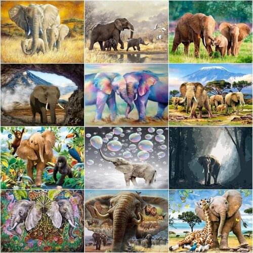 CHENISTORY 5D DIY Diamond Embroidery Animal Elephant Full Square Drill Diamond Painting Cross Stitch Home Decoration Handmade Gi