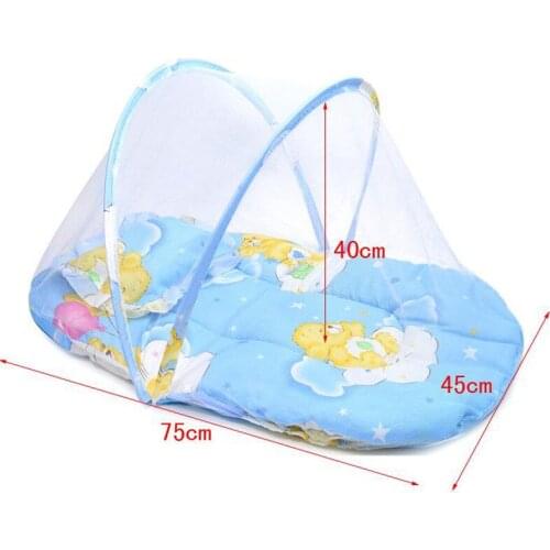 2021 Brand New Portable Foldable Baby Kids Infant Bed Dot Zipper Mosquito Net Tent Crib Sleeping Cushion collapsible portable