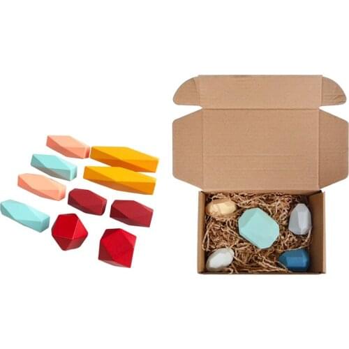 Kids Colorful Wooden Building Blocks Set Stacking Up Toy Game Toddlers Toys