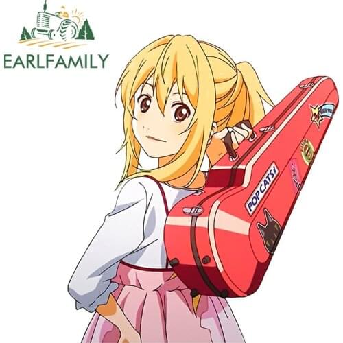 EARLFAMILY 13cm x 11.1cm For Kaori Miyazono Your Lie in April Car Sticker Fine Bumper Decal Waterproof Sunscreen Car Styling