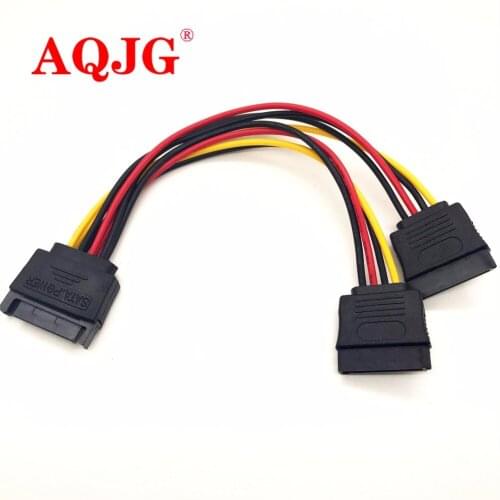 SATA 15Pin Male To 2 SATA 15 Pin Female Power Cable Adapter 15-Pin HDD Splitter 15P SATA Connector Supply Cable for PC Computer