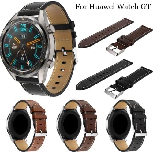 22mm For Samsung Gear S3 Classic Border leather Strap For Huawei Watch GT Sport Bracelet Replacement Watches Bands Bracelet