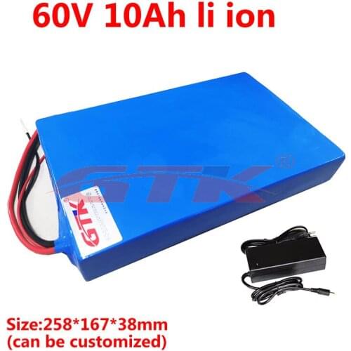 GTK 60V 10Ah Lithium-ion Battery 18650 BMS for two Wheel foldable citycoco scooter 350w 750w motor Replacement + 2A charger